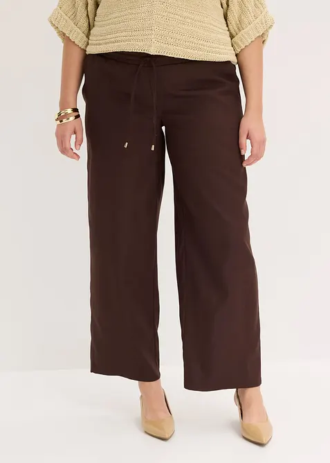 Pantaloni larghi in misto lino, bonprix