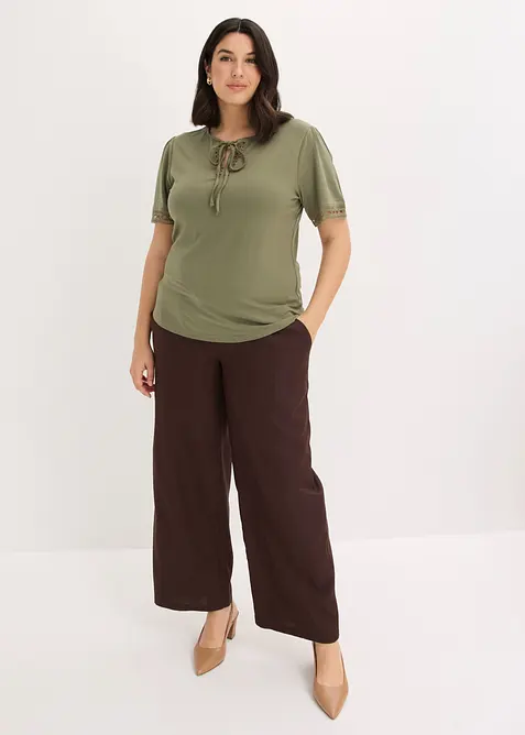 Maglia lunga con bordi in pizzo, bonprix