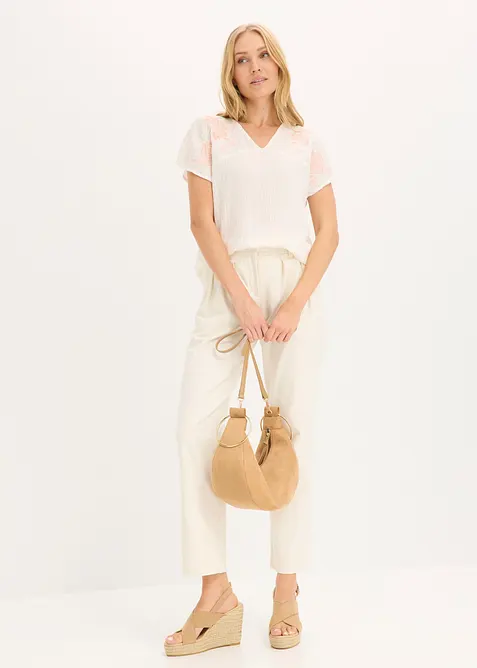 Blusa con ricamo floreale, bonprix