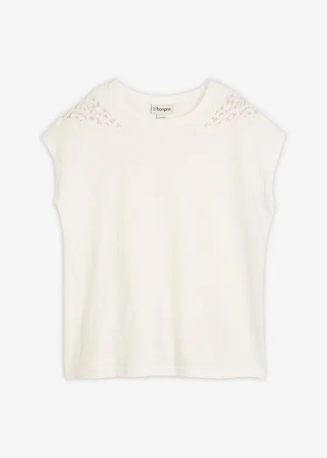 Maglia in puro cotone con inserto in pizzo, bonprix