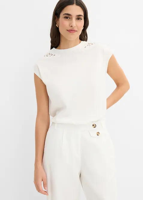 Maglia in puro cotone con inserto in pizzo, bonprix