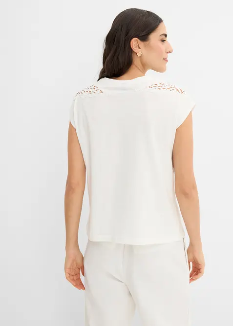 Maglia in puro cotone con inserto in pizzo, bonprix
