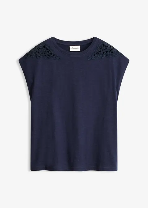 Maglia in puro cotone con inserto in pizzo, bonprix