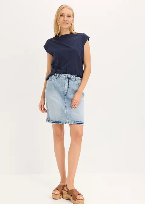 Maglia in puro cotone con inserto in pizzo, bonprix