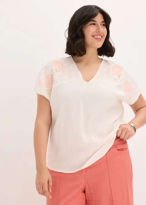 Blusa con ricamo floreale, bonprix