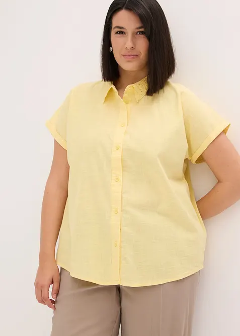 Camicetta di cotone con ricami traforati, bonprix