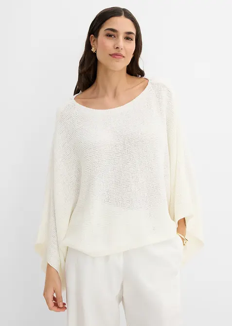 Maglione stile chimono in filato a fettuccia, bonprix