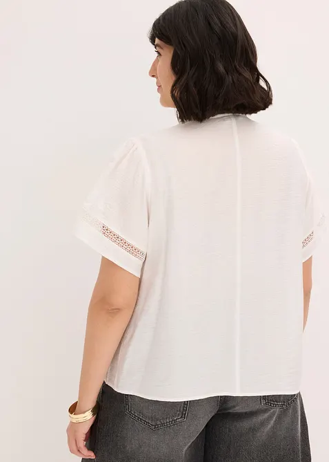 Camicetta a maniche corte con inserto in pizzo, bonprix