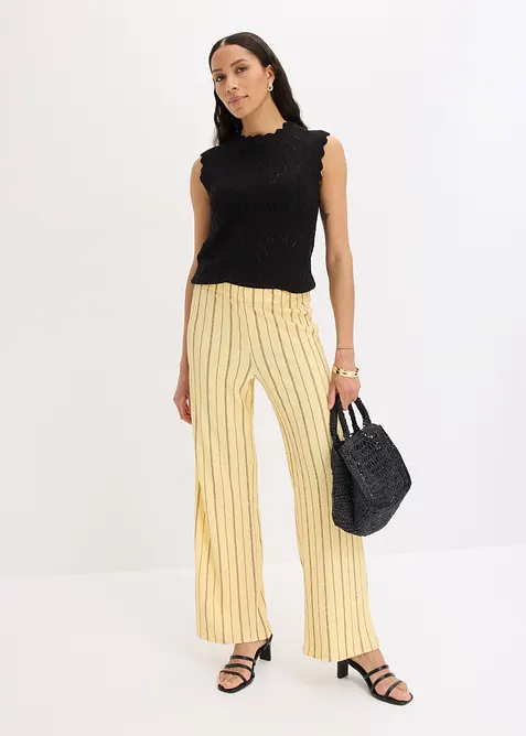 Pantaloni con elastico in vita in jersey strutturato, bonprix