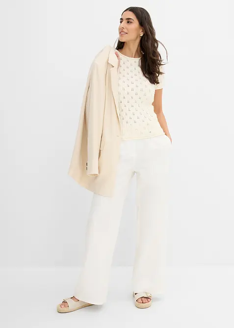 Maglione traforato di cotone a maniche corte, bonprix