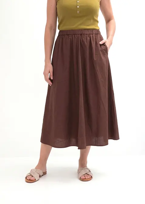 Gonna midi in misto lino, bonprix