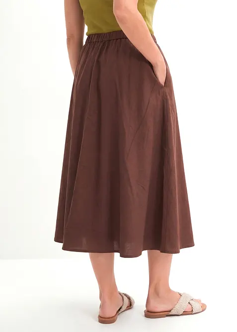 Gonna midi in misto lino, bonprix