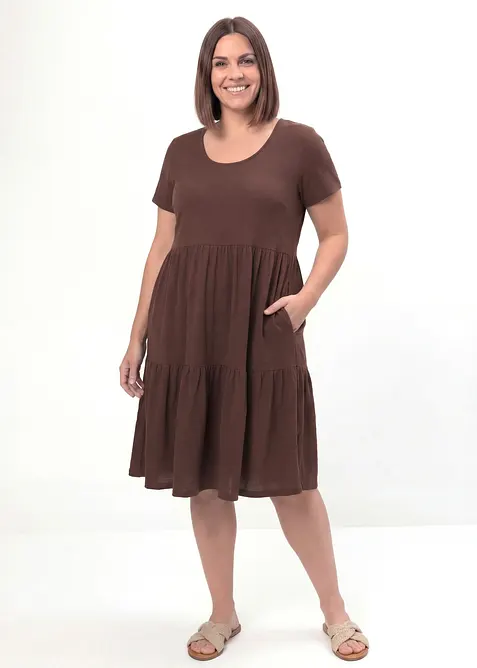 Abito in maglina di misto viscosa con motivo operato, bonprix