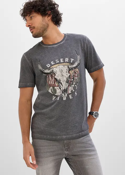 T-shirt in puro cotone biologico con effetto lavato, bonprix