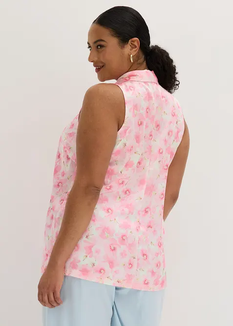 Blusa in satin lucido con lungo nastro da annodare al collo, bonprix