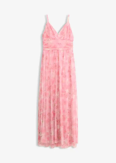 Abito lungo in tulle delicato con drappeggio, bonprix