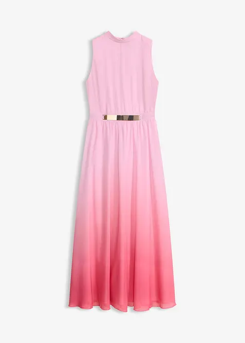 Abito di chiffon con colletto e accessorio in vita, bonprix
