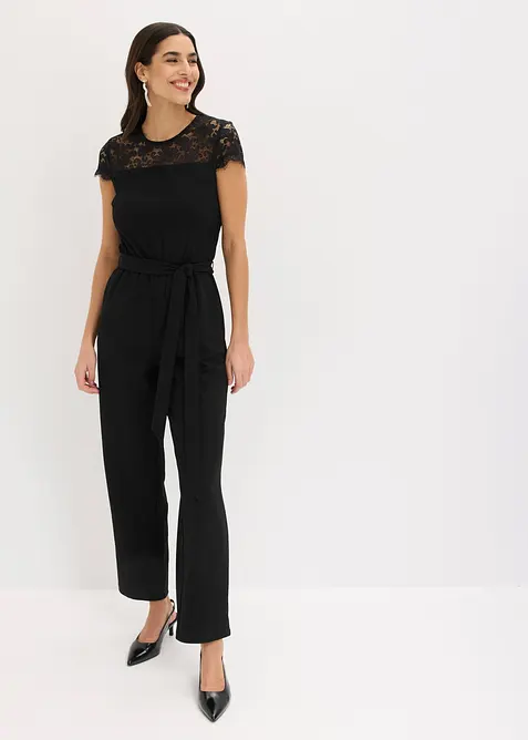 Tuta in jersey fine con pizzo, bonprix