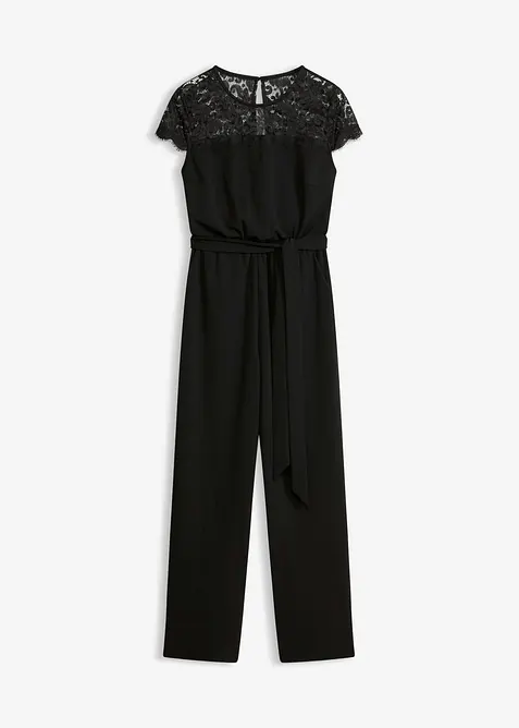Tuta in jersey fine con pizzo, bonprix