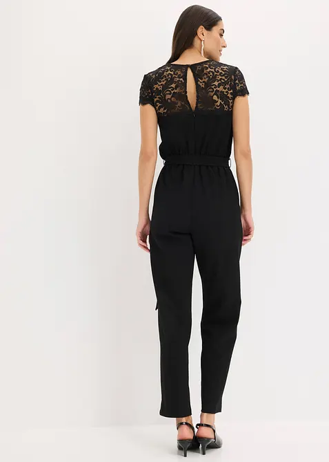 Tuta in jersey fine con pizzo, bonprix