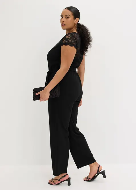 Tuta in jersey fine con pizzo, bonprix