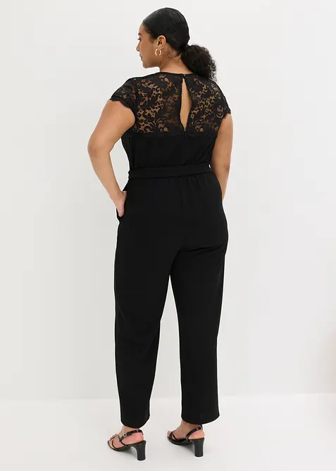 Tuta in jersey fine con pizzo, bonprix