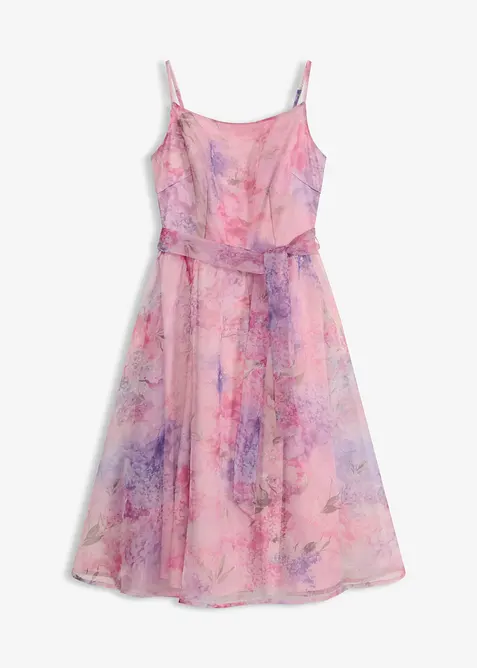 Abito midi in tulle delicato con cintura da annodare, bonprix
