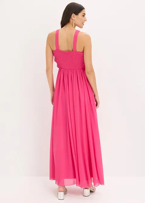 Abito lungo in fine chiffon con drappeggio, bonprix