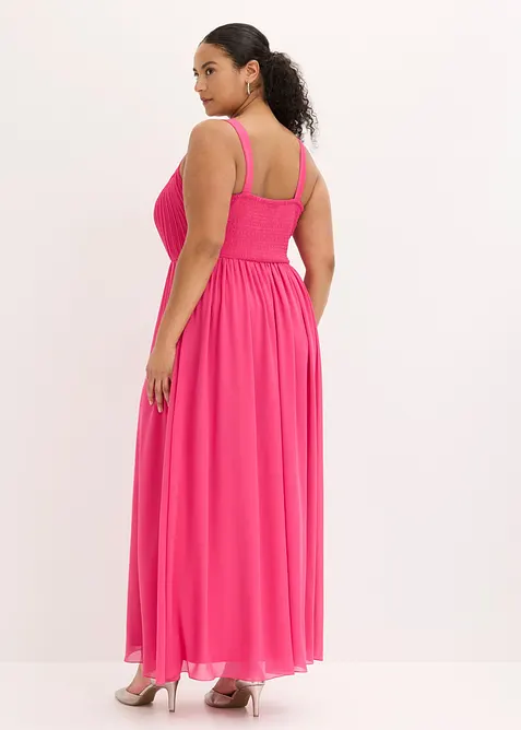 Abito lungo in fine chiffon con drappeggio, bonprix