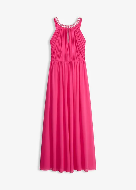 Abito lungo in fine chiffon con drappeggio, bonprix