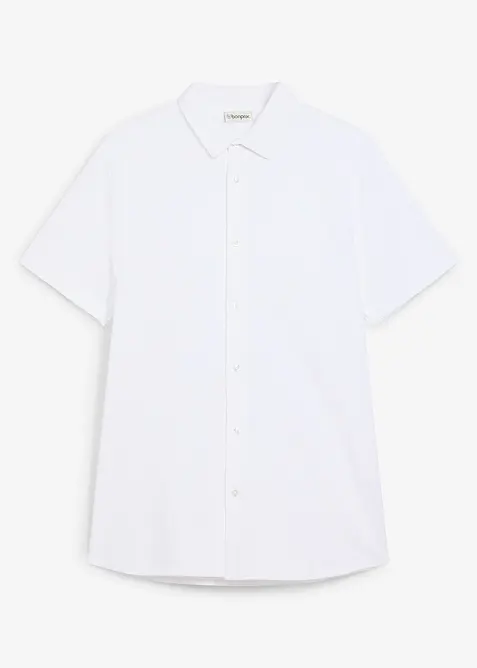 Camicia a maniche corte in piquet super elasticizzato, slim fit, bonprix