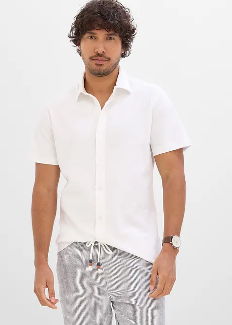 Camicia a maniche corte in piquet super elasticizzato, slim fit, bonprix