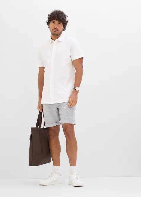 Camicia a maniche corte in piquet super elasticizzato, slim fit, bonprix