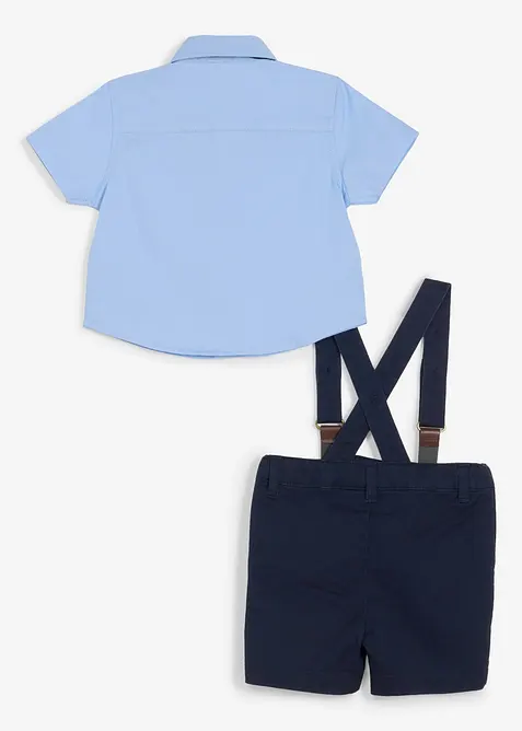 Completo con camicia a maniche corte, bermuda, bretelle e papillon (set 4 pezzi), bonprix