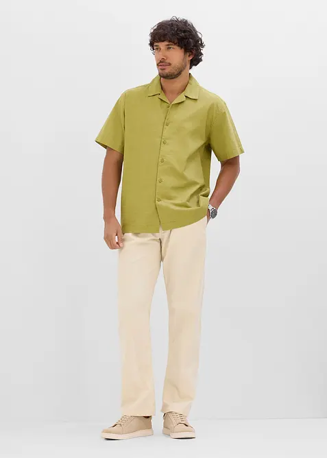 Camicia a maniche corte in misto lino leggero, loose fit, bonprix
