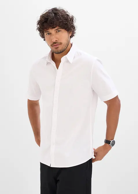 Camicia a maniche corte in fresco misto lino, bonprix