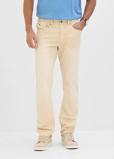 Jeans regular fit in denim colorato leggero, con vita elasticizzata, taglio straight, bonprix