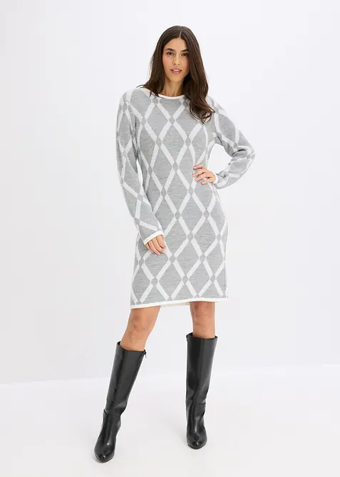 Abito in maglia a rombi in filato piumato, bonprix