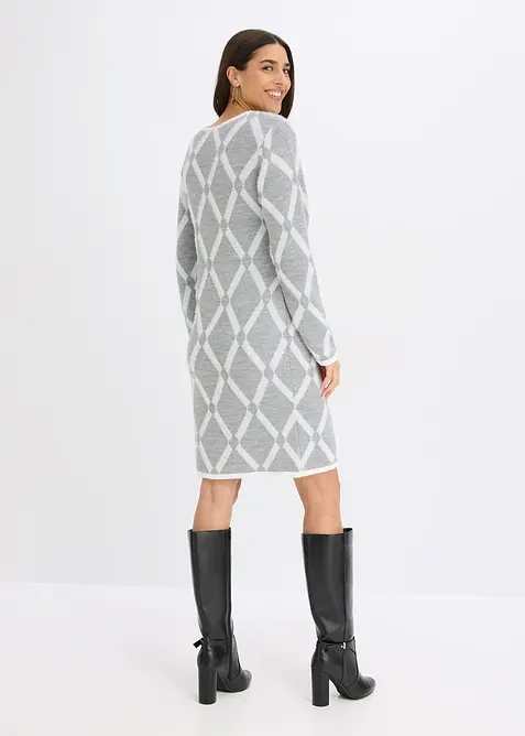 Abito in maglia a rombi in filato piumato, bonprix