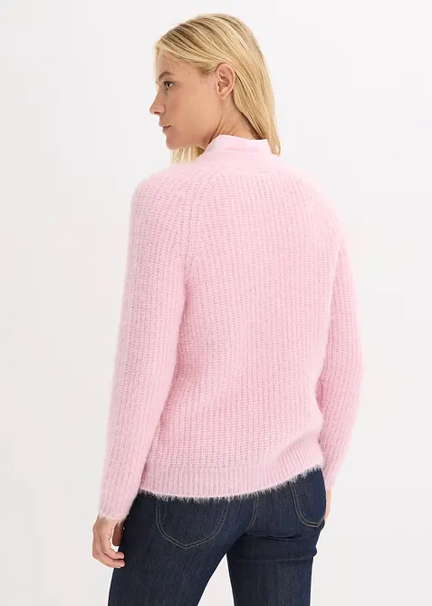 Cardigan a coste in filato grosso con effetto lucido, bonprix