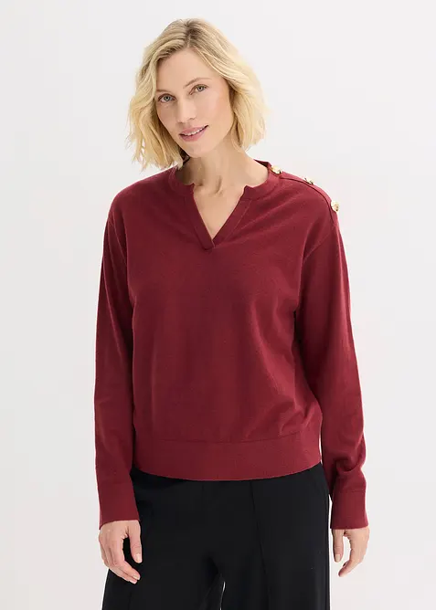 Maglione in misto cotone con bottoni, bonprix