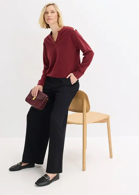 Maglione in misto cotone con bottoni, bonprix