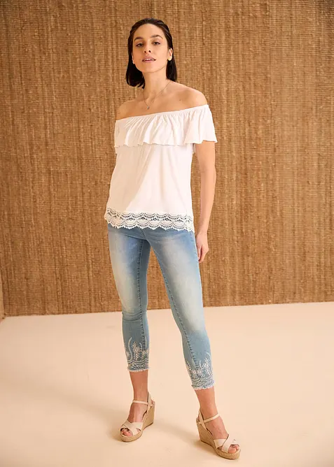 Jeans skinny cropped, vita media, bonprix
