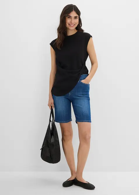 Bermuda in jeans, vita media, bonprix