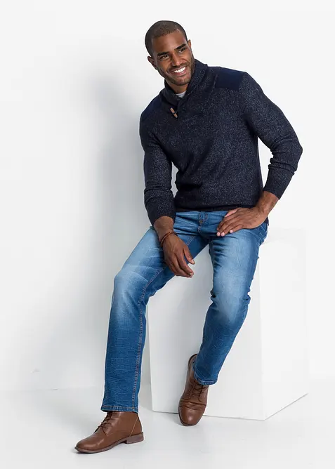 Maglione in filato fine con collo a scialle, bonprix