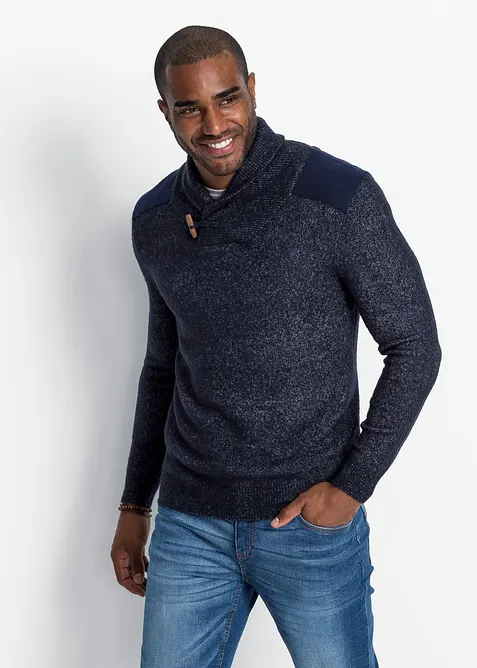 Maglione in filato fine con collo a scialle, bonprix