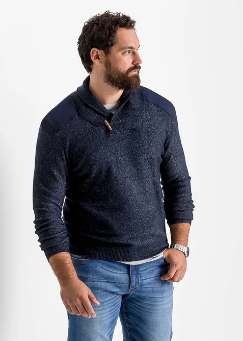 Maglione in filato fine con collo a scialle, bonprix