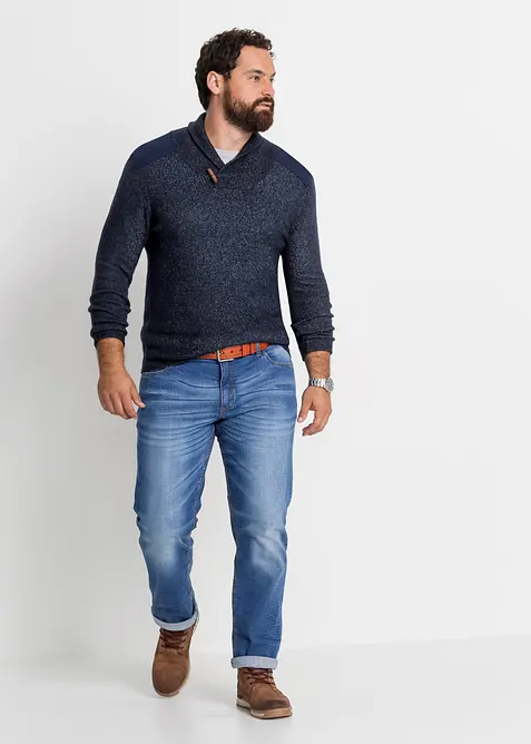 Maglione in filato fine con collo a scialle, bonprix