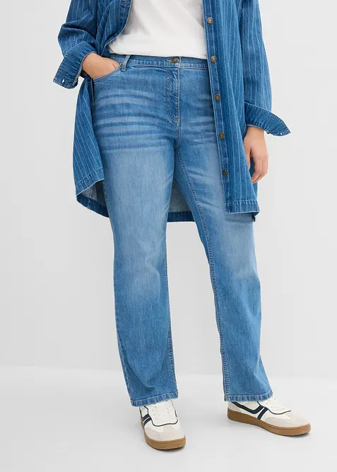 Jeans dritti con girovita comodo, vita media, bonprix