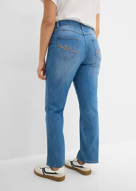 Jeans dritti con girovita comodo, vita media, bonprix